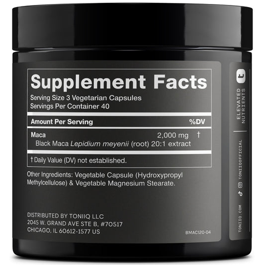 High-potency 2000 mg black maca per capsule