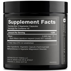 High-potency 2000 mg black maca per capsule