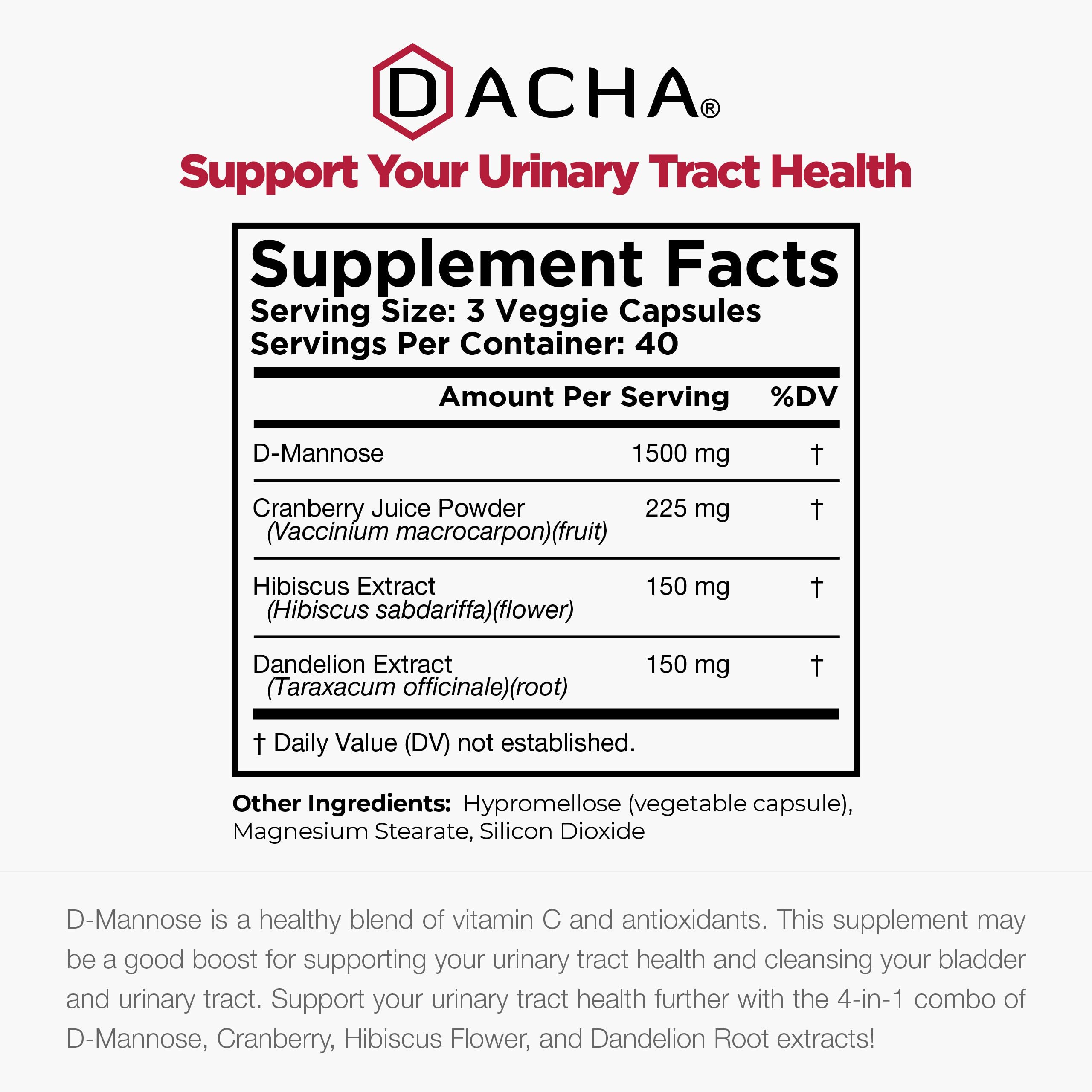 High-potency 4-in-1 D-Mannose blend capsules
