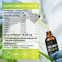 Close-up of high potency hemp oil bottle showing 1,000,000 strength