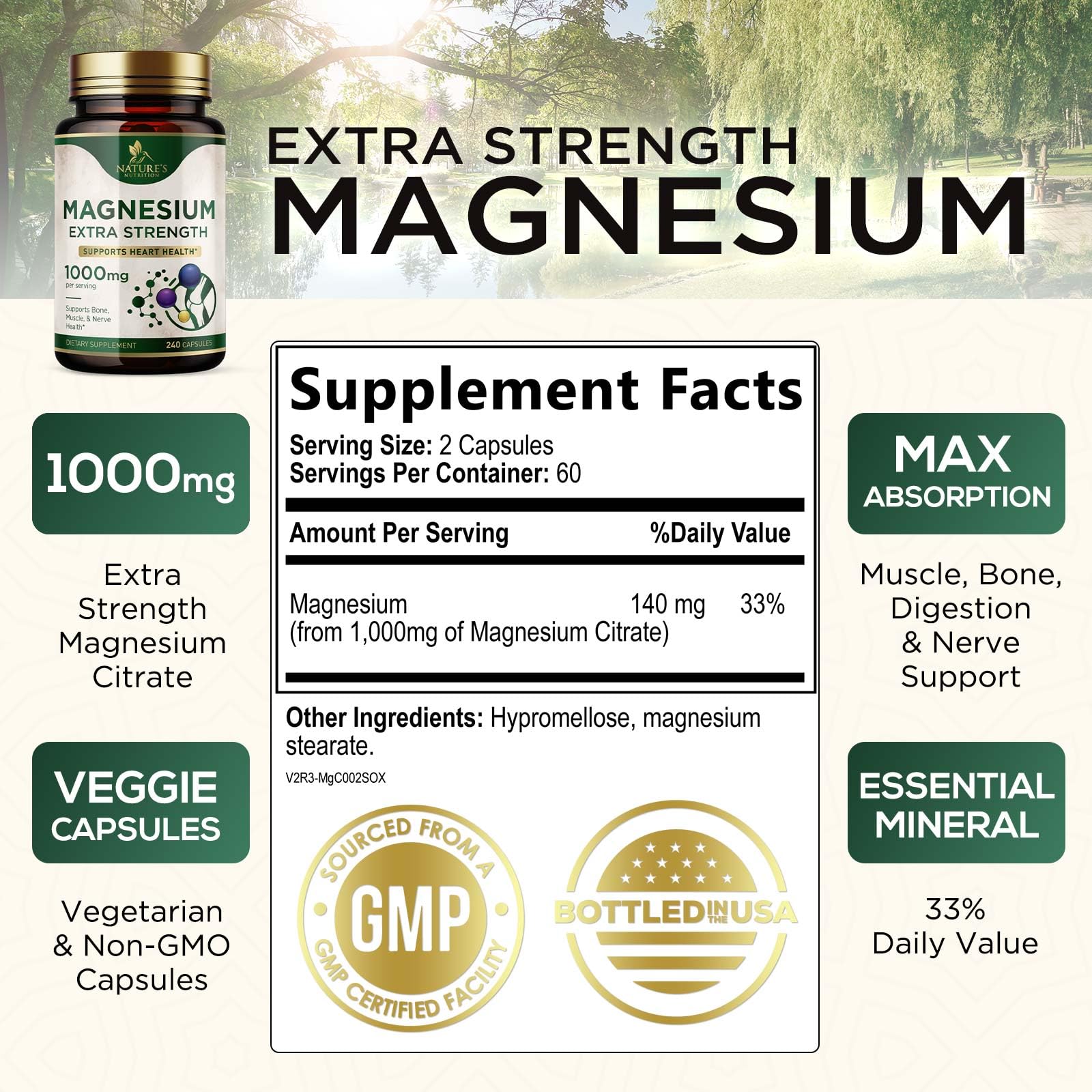 Close-up of high-potency magnesium citrate label
