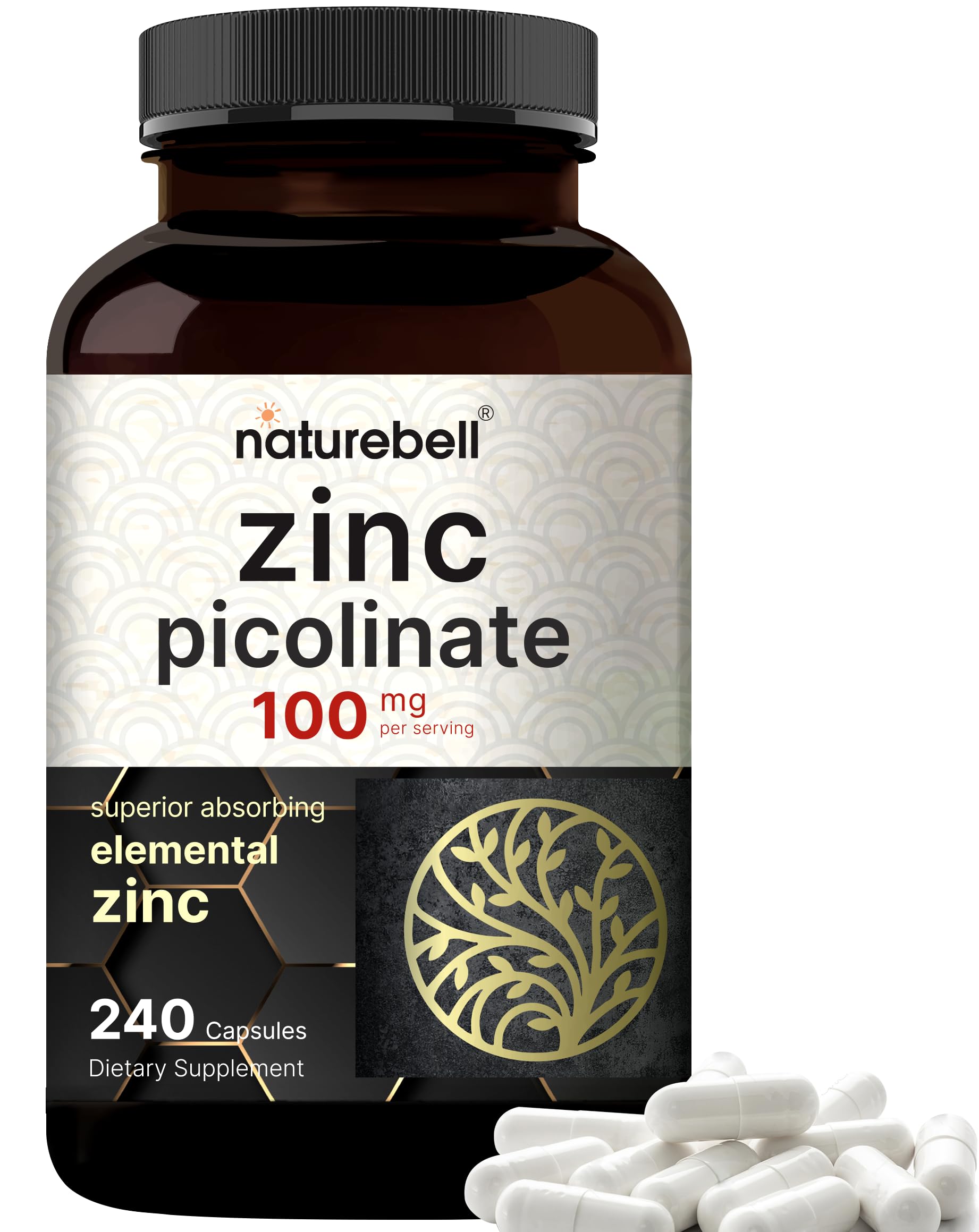 Front view of High Potency Zinc Picolinate 100mg bottle