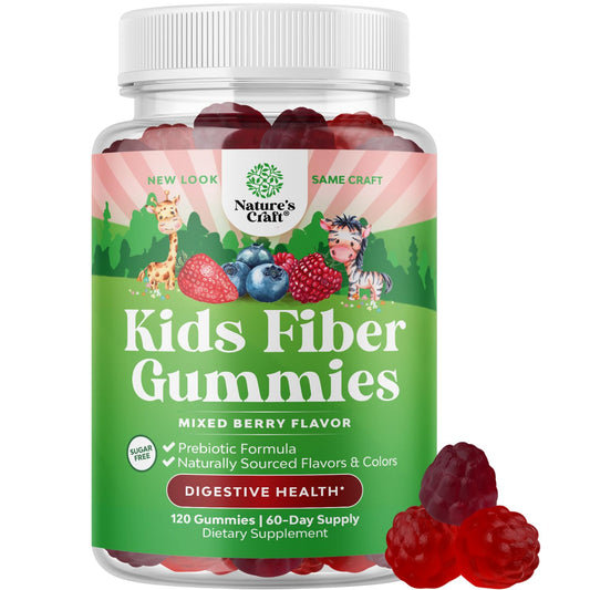 High Prebiotic Fiber Gummies for Kids bottle on white background
