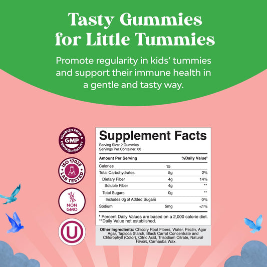 Pile of kid-friendly prebiotic fiber gummies