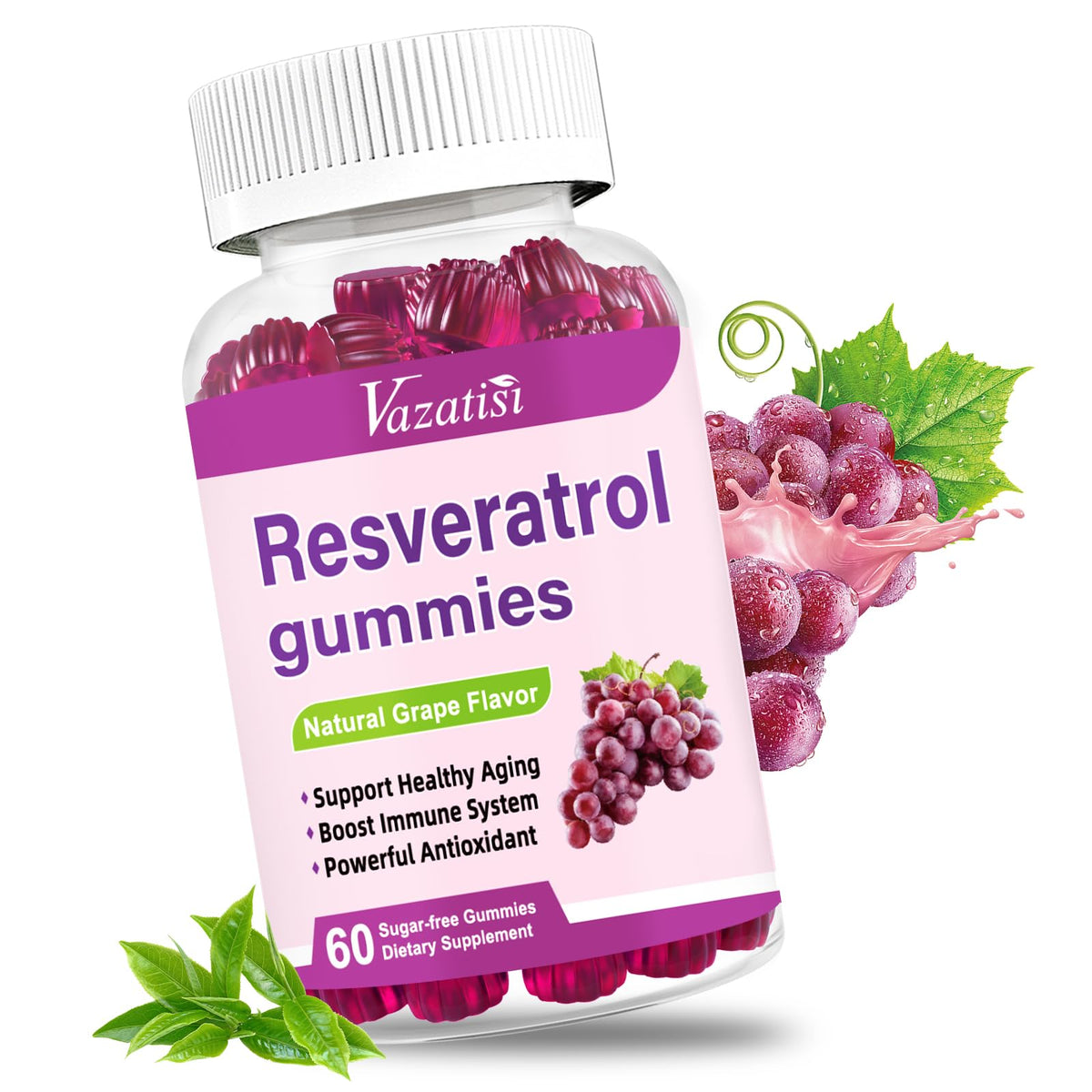 Front view of High Purity Resveratrol Gummies bottle