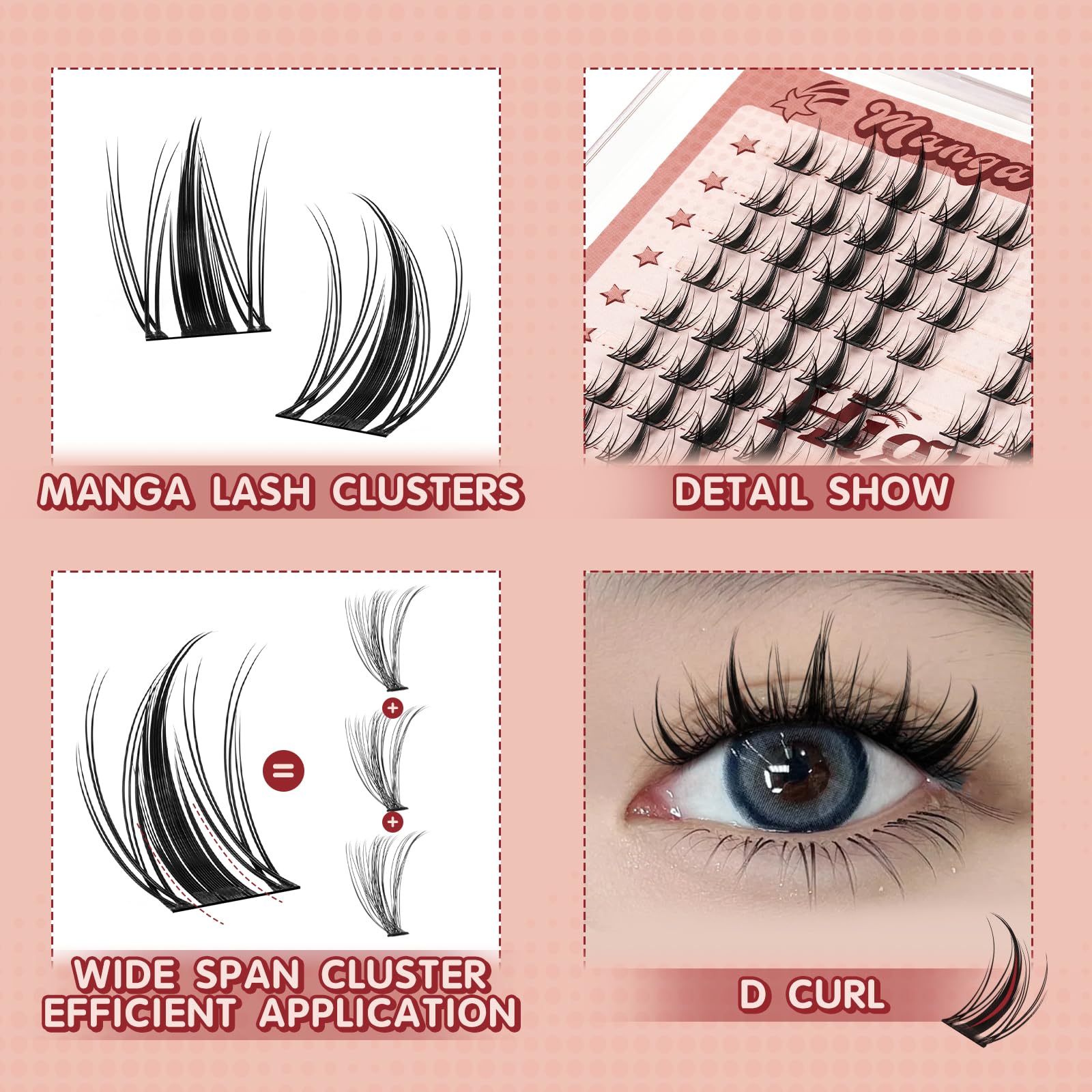 Higu clace D curl 10-18mm lash clusters for natural lift