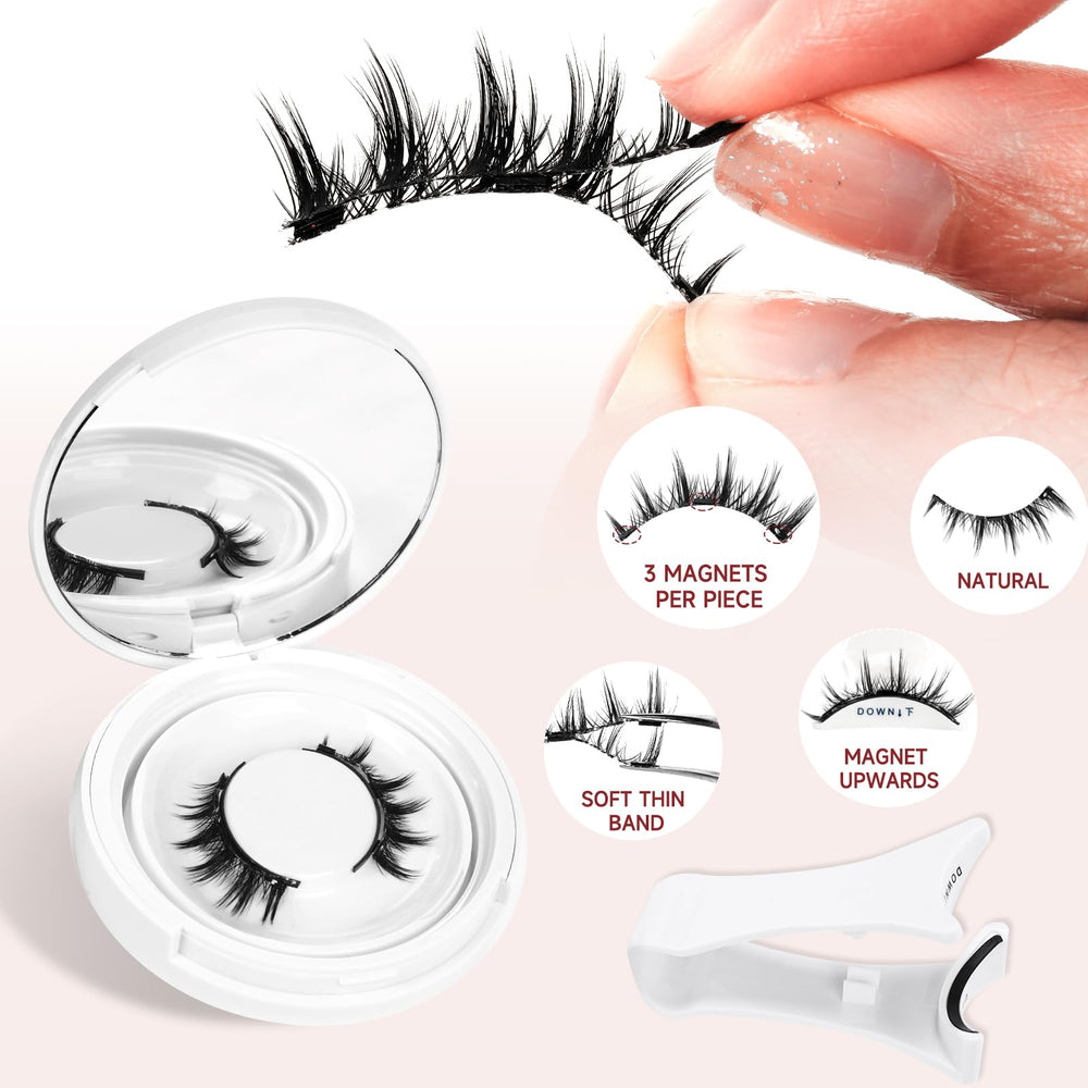 Higu clace easy-on, easy-off lashes in seconds with a magnetic system.