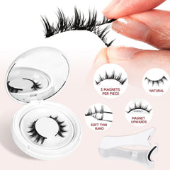 Higu clace easy-on, easy-off lashes in seconds with a magnetic system.