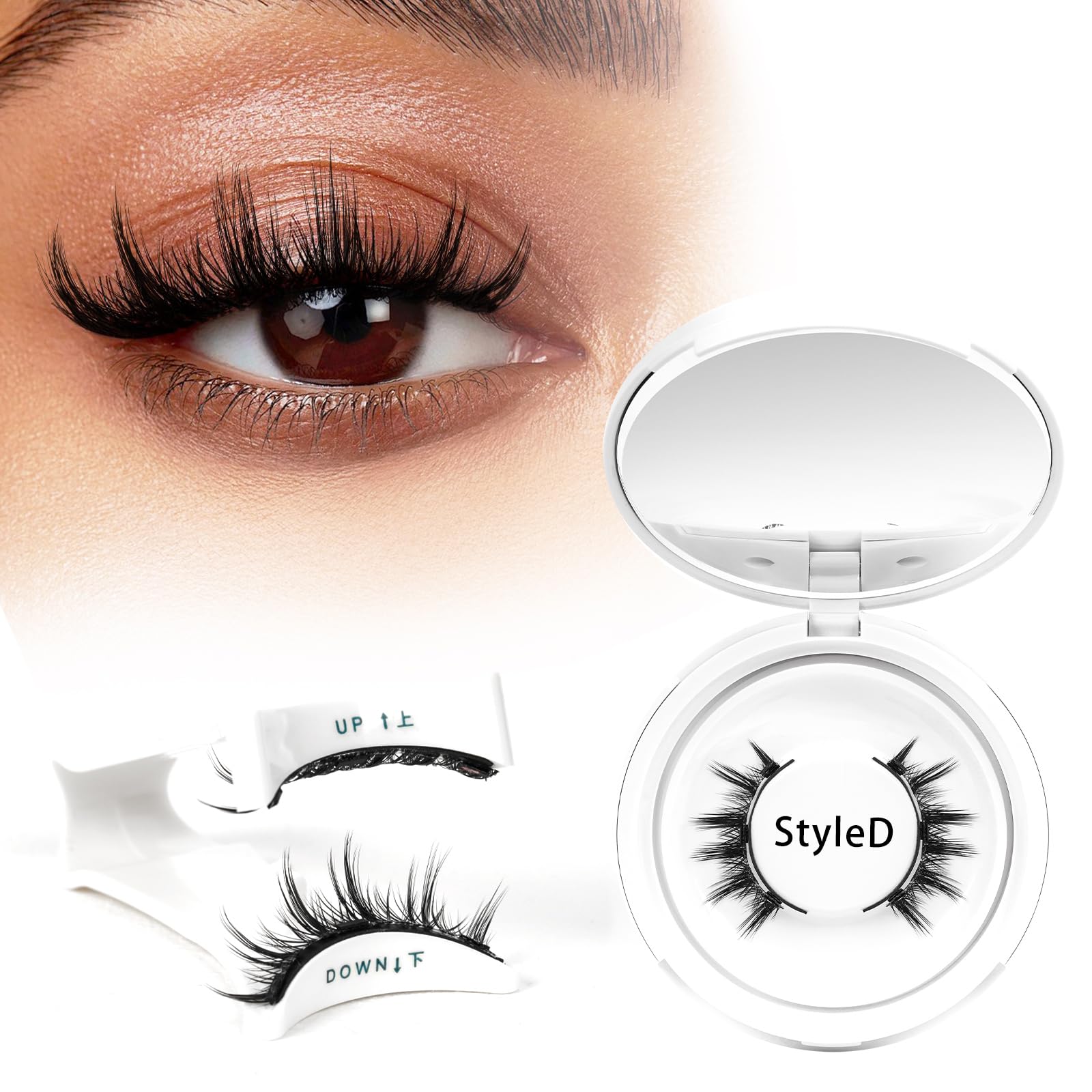 Higu clace magnetic eyelashes with applicator for quick, glue-free enhancement.
