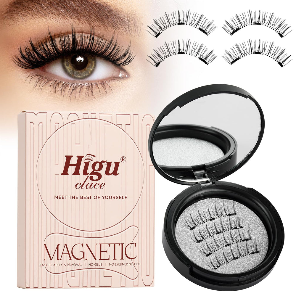 Higu Clace magnetic eyelashes with applicator for quick wear.