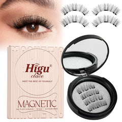 Higu Clace magnetic eyelashes with applicator for quick, glue-free wear.