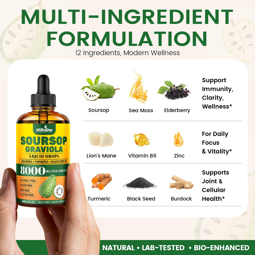 Soursop Graviola liquid drops 2 oz bottle