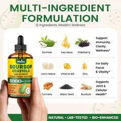 Soursop Graviola liquid drops 2 oz bottle