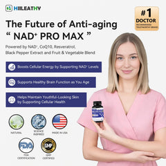 Close-up of NAD+ capsule capsules from HIILEATHY supplement
