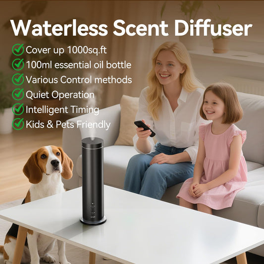 Hijoc waterless diffuser side view showing compact footprint.
