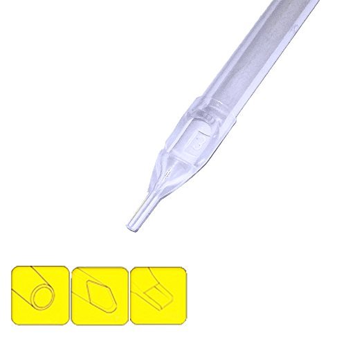 Hildbrandt Freeflow 18RT long tube with clear tip enables visible ink flow during tattoo sessions.