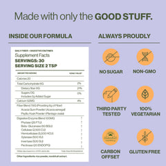Close-up of psyllium husk and acacia fiber ingredients
