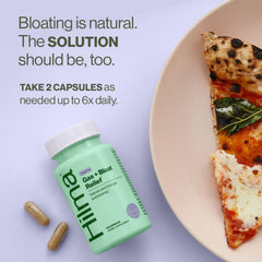 Hilma Gas & Bloat Relief Lemon Balm visual, showcasing calming herbal ingredients for digestive ease.