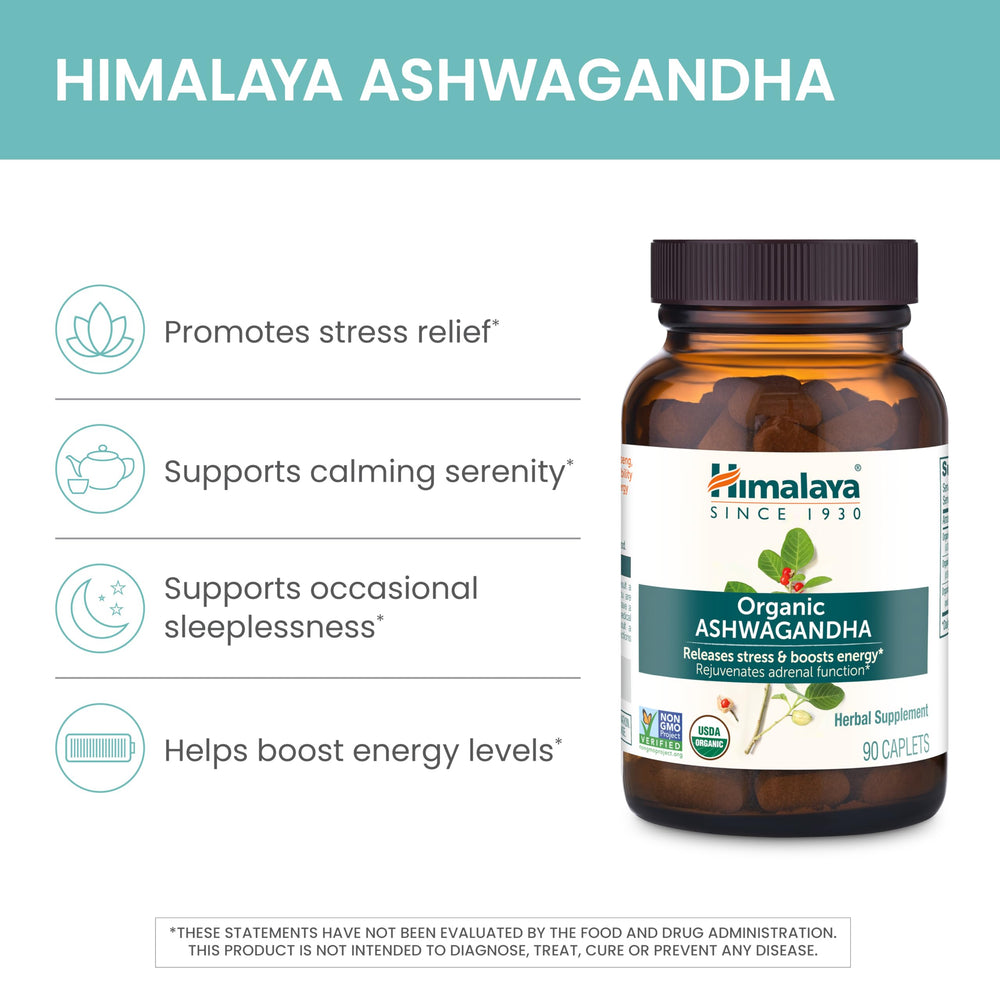 30 caplets of Himalaya Ashwagandha for daily stress support and energy