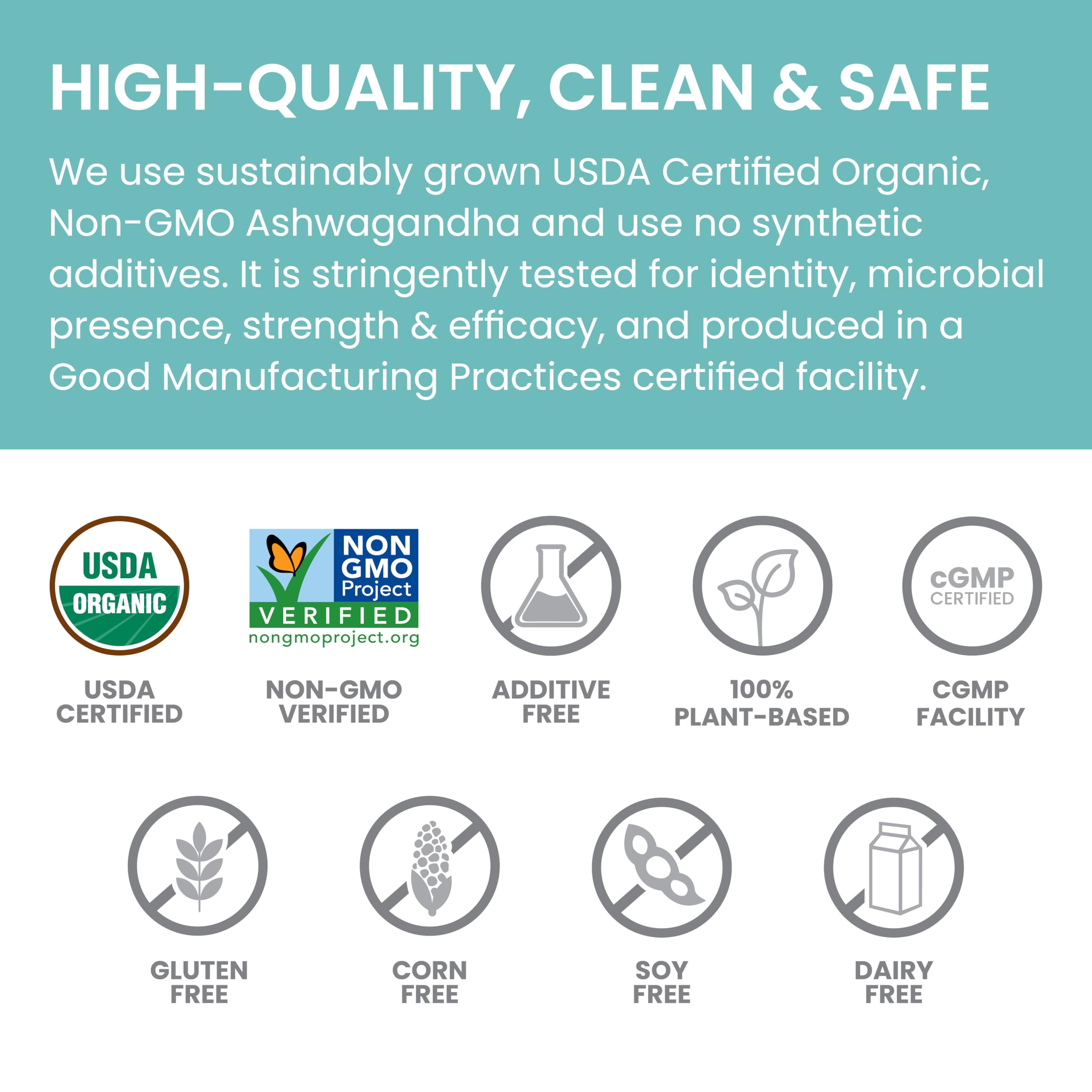 Vegan, gluten-free, dairy-free, soy-free certification icons on label
