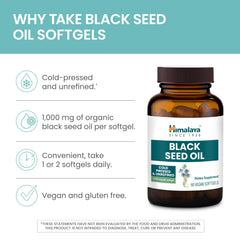 Himalaya Black Seed Oil Softgels bottle front showing 1000 mg per serving
