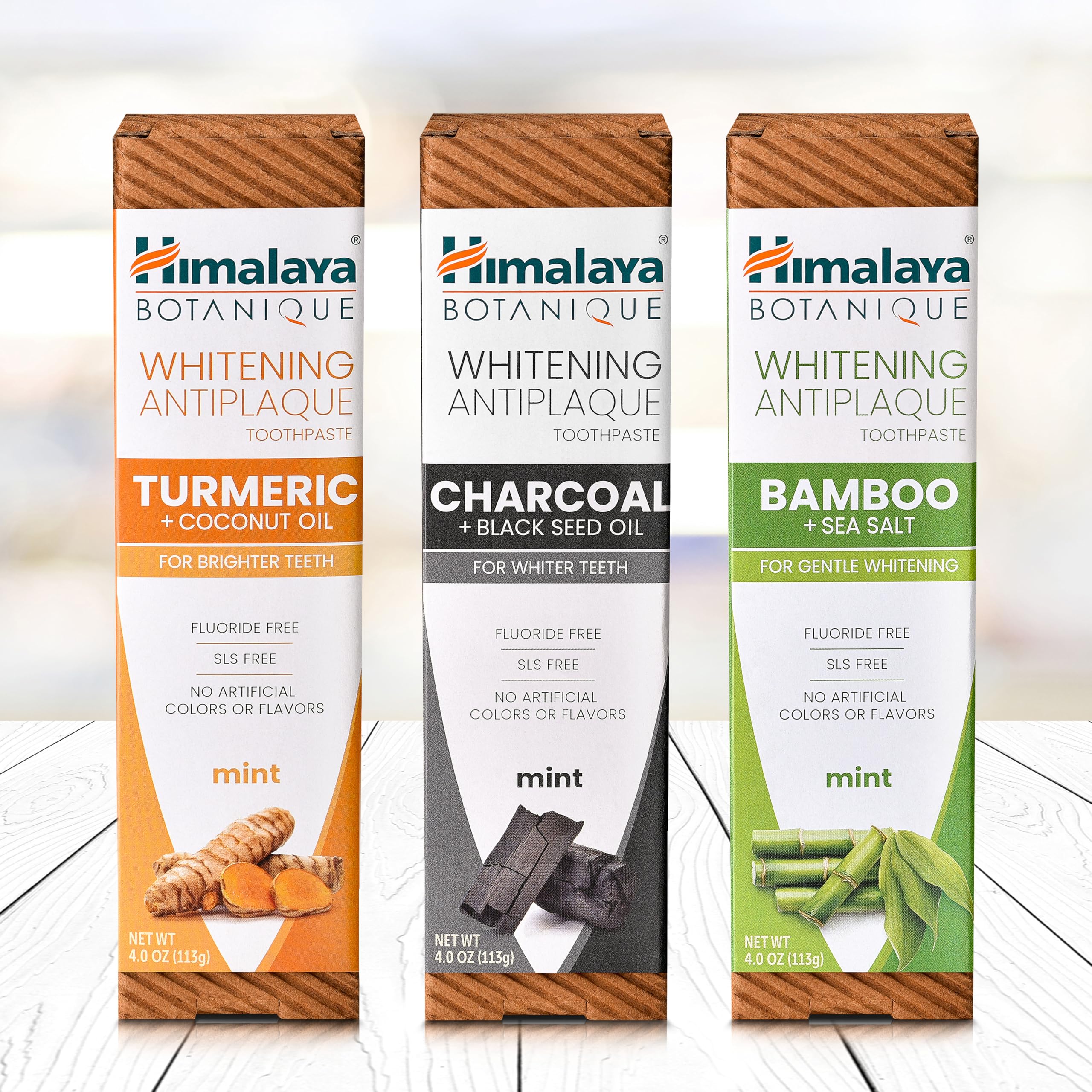 Lifestyle shot of Himalaya Botanique 2-pack toothpaste display