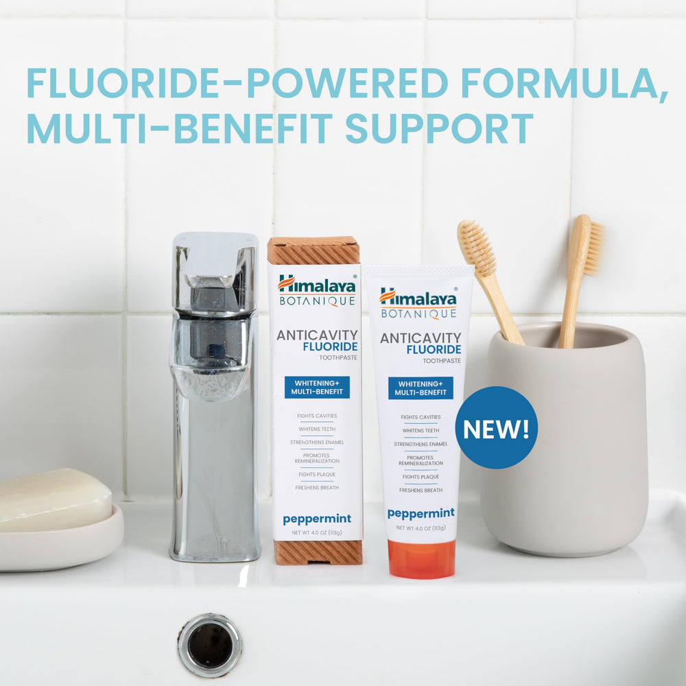 Toothpaste highlighting enamel strengthening and cavity protection