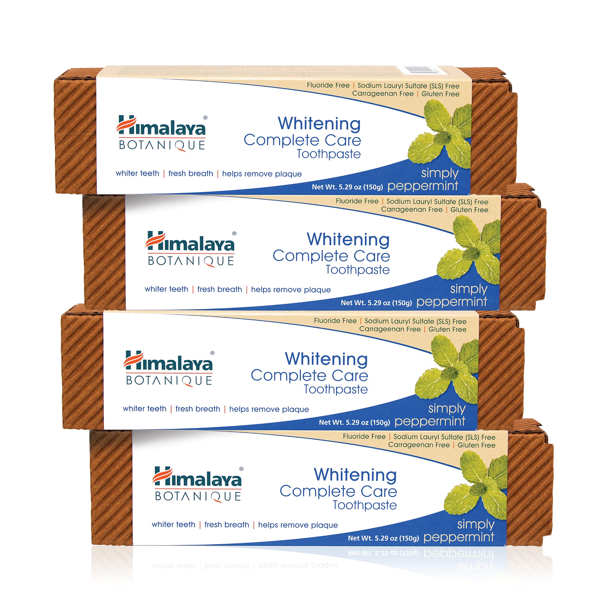 Main image: Himalaya Botanique Complete Care Whitening Toothpaste Peppermint 5.29 oz 4-pack