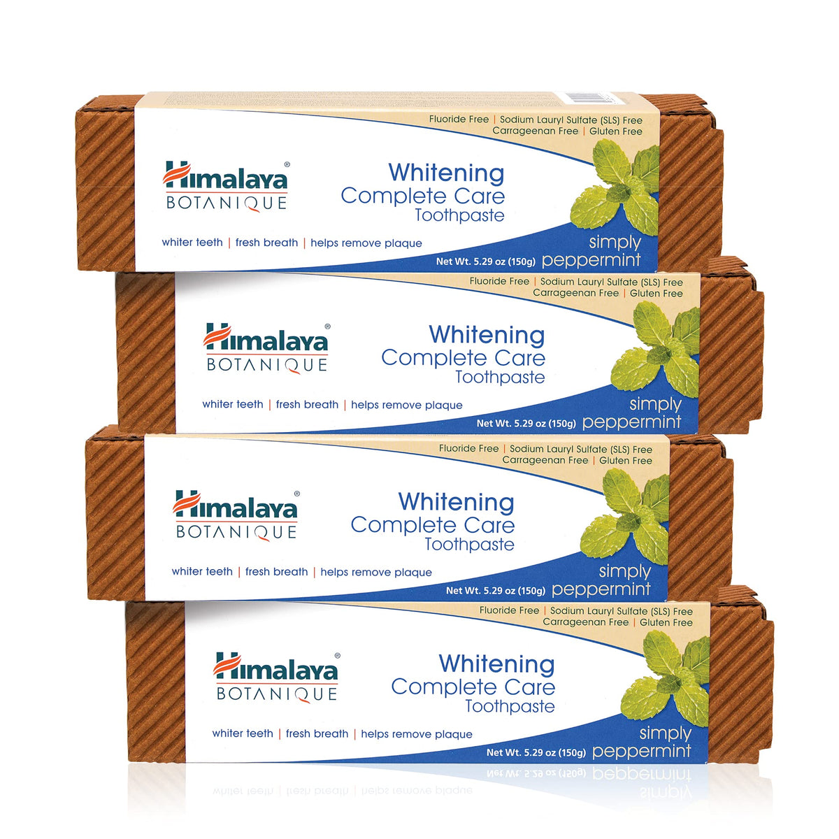 Main image: Himalaya Botanique Complete Care Whitening Toothpaste Peppermint 5.29 oz 4-pack