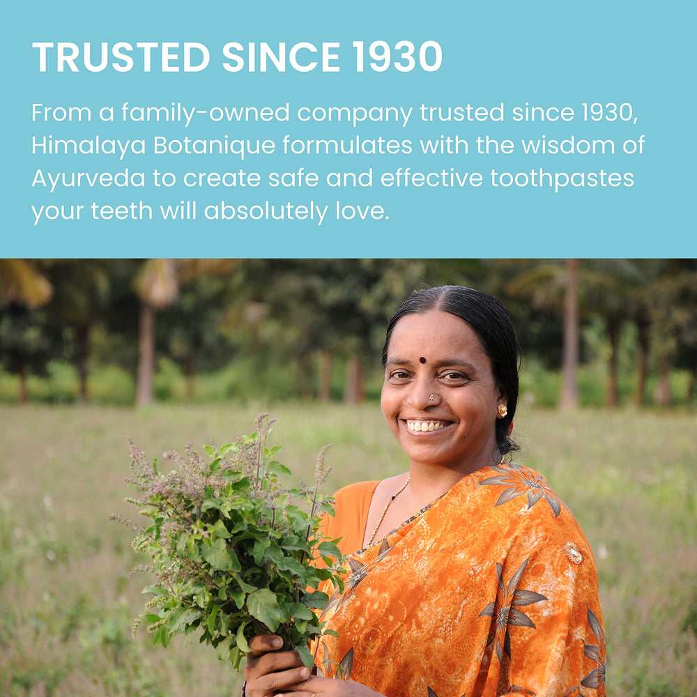 Gluten-free and SLS-free icons on Himalaya Botanique toothpaste