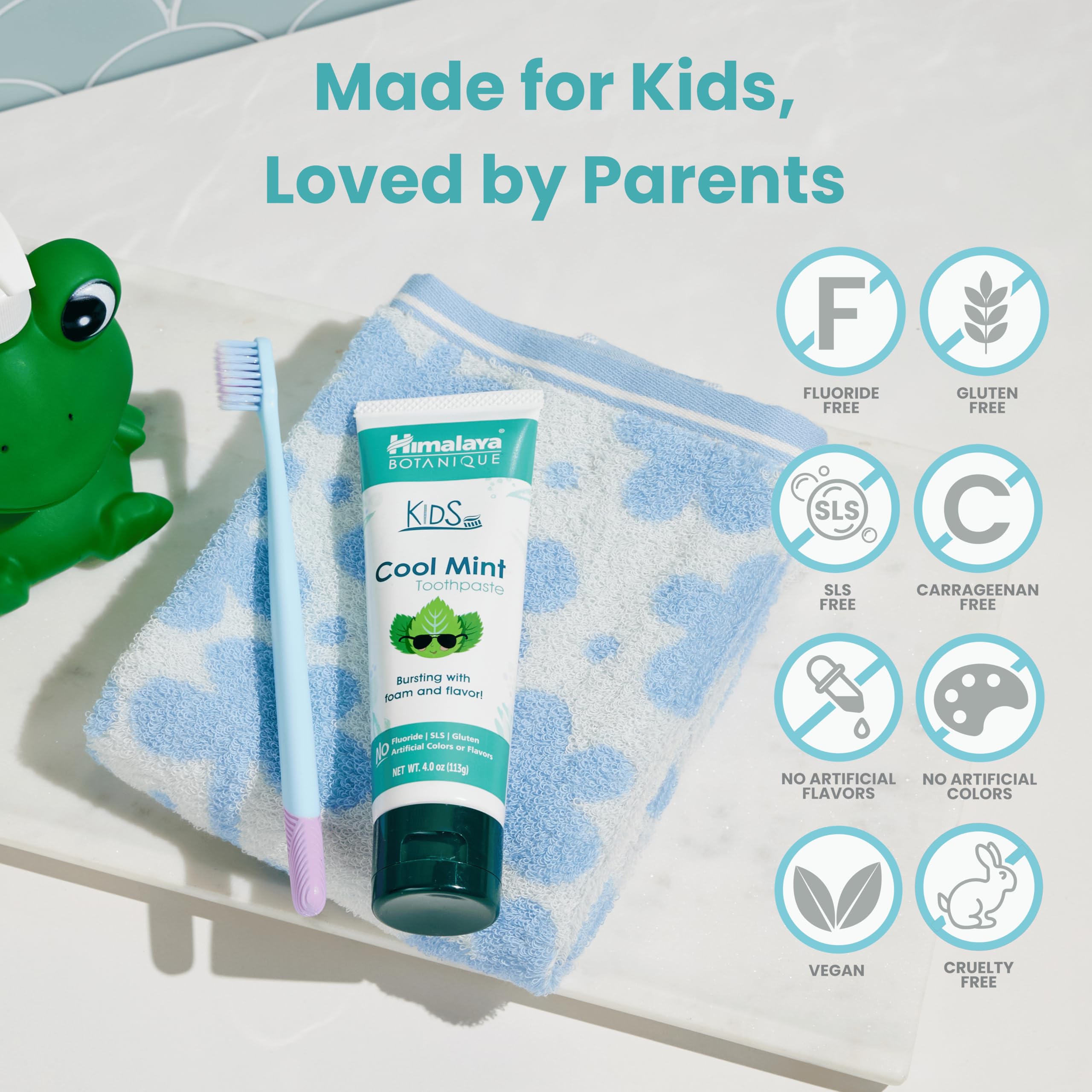 Child brushing with Himalaya Botanique Kids Toothpaste