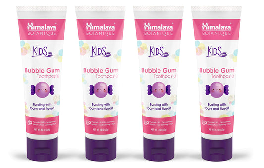 Himalaya Botanique Kids Toothpaste Bubble Gum flavor, 4 oz tubes, 4 pack