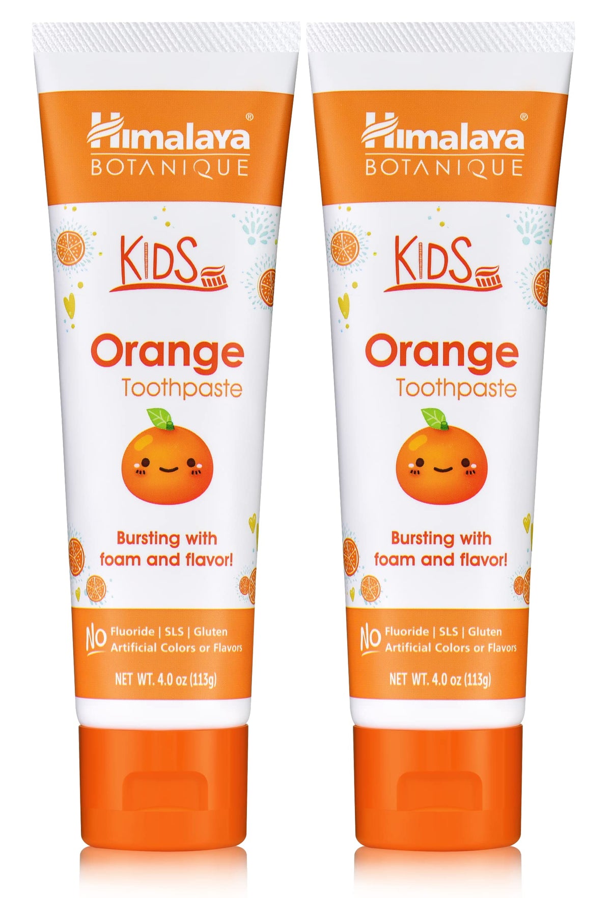 Himalaya Botanique Kids Toothpaste orange flavor 4 oz 2-pack – front view