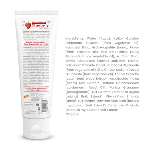 Product packaging for Himalaya Botanique Kids toothpaste Strawberry flavor