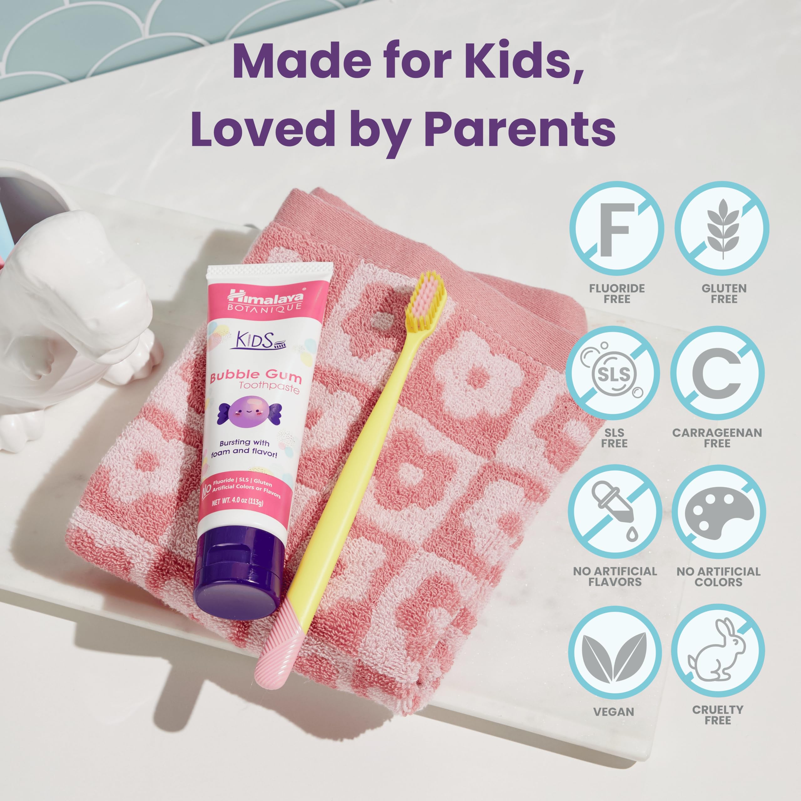 Vegan and gluten-free icons on toothpaste packaging