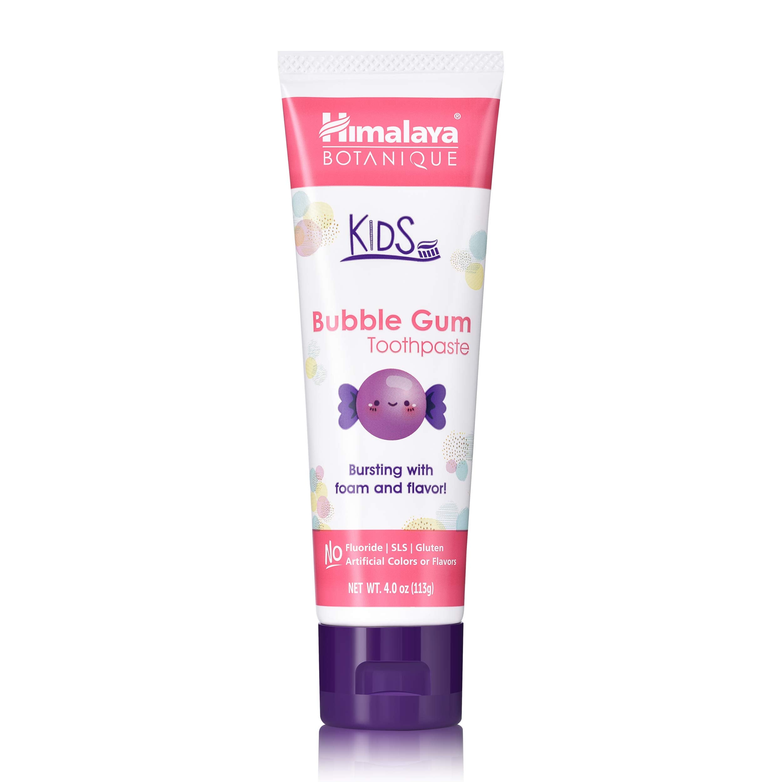 Front view of Himalaya Botanique Kids Toothpaste with Xylitol Bubble Gum 4 oz