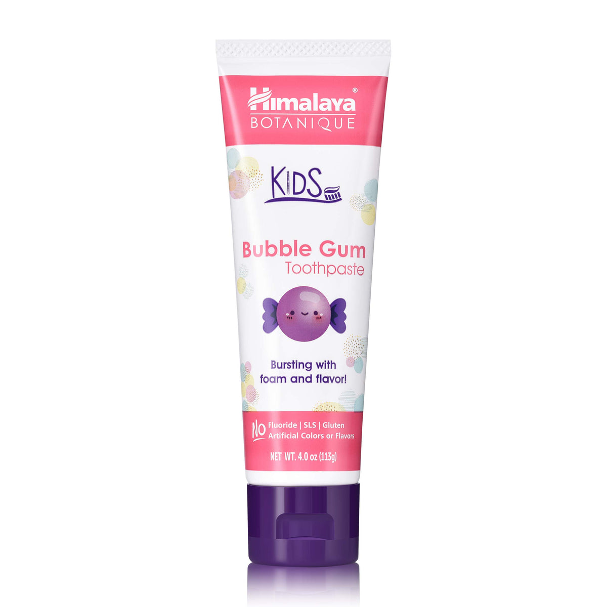 Front view of Himalaya Botanique Kids Toothpaste with Xylitol Bubble Gum 4 oz
