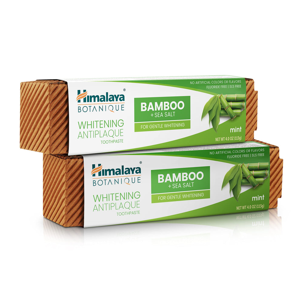 Himalaya Botanique Whitening Antiplaque Toothpaste – Bamboo and Sea Salt, 4 oz, two-pack