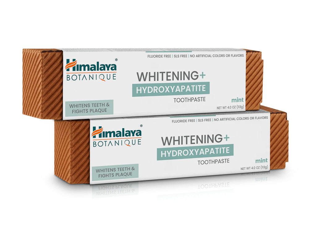 Front view of Himalaya Botanique Whitening + Hydroxyapatite Toothpaste Mint Pack (2 x 4 oz)