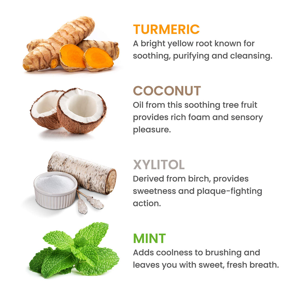 Coconut oil and herbal components used in whitening toothpaste
