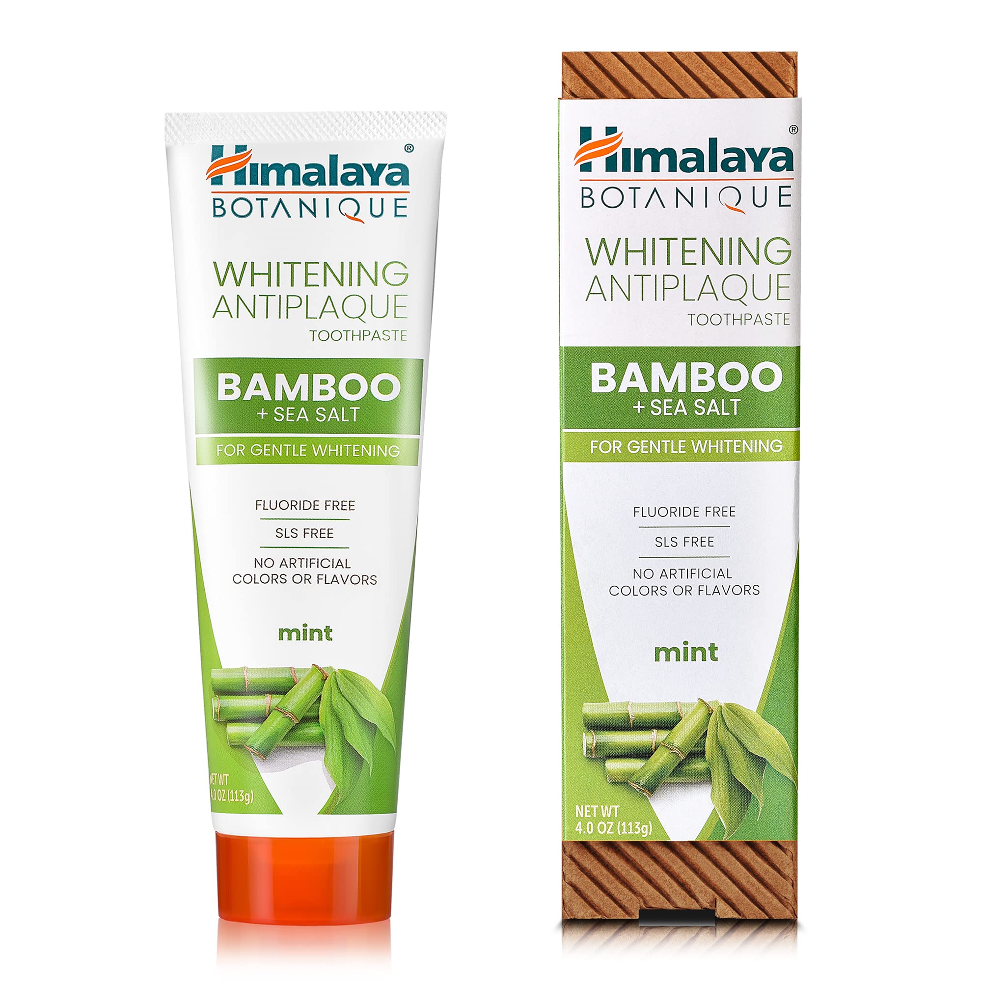 Himalaya Botanique Whitening Antiplaque Toothpaste with Bamboo and Sea Salt (4 oz)
