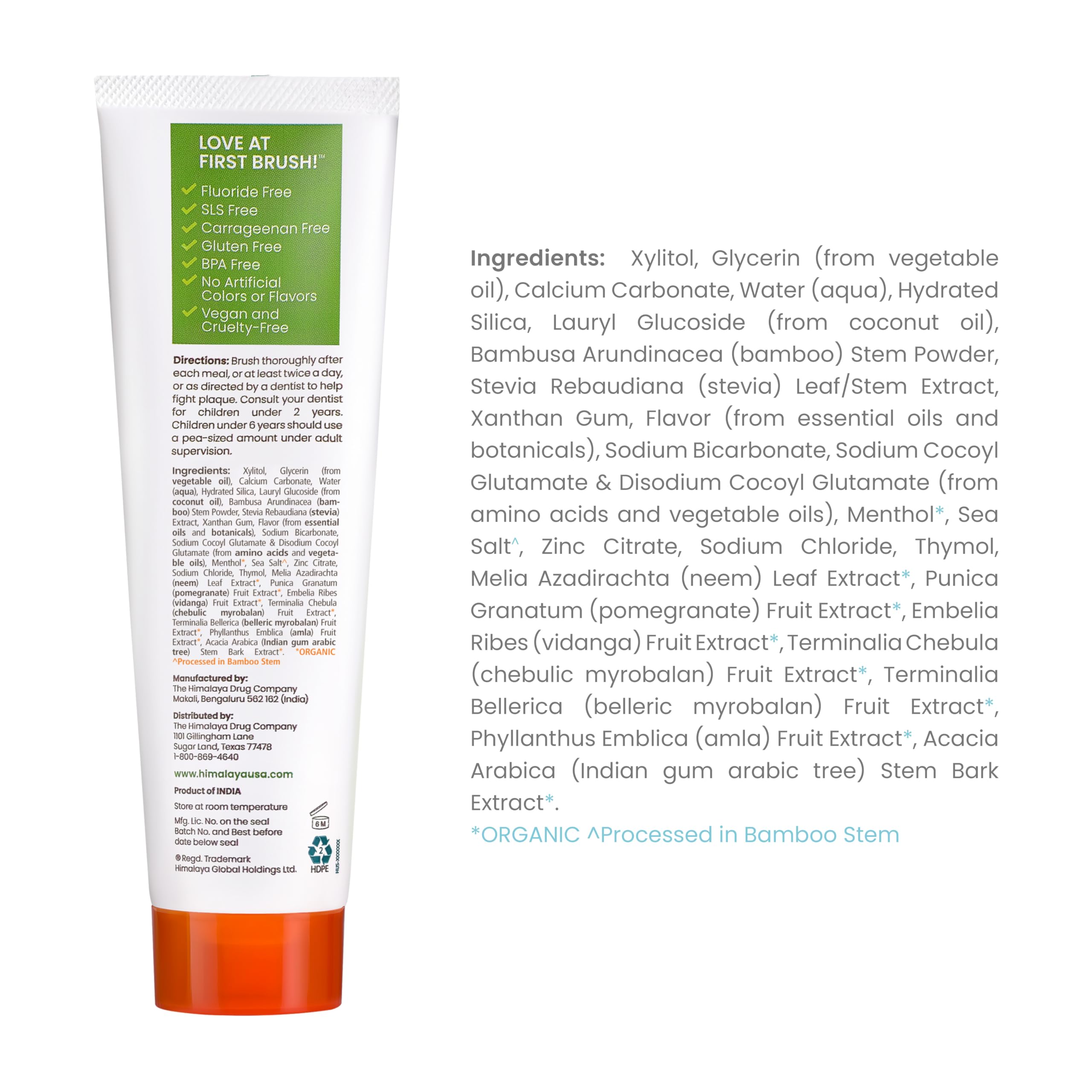 Close-up of toothpaste texture showing bamboo fibers and sea salt