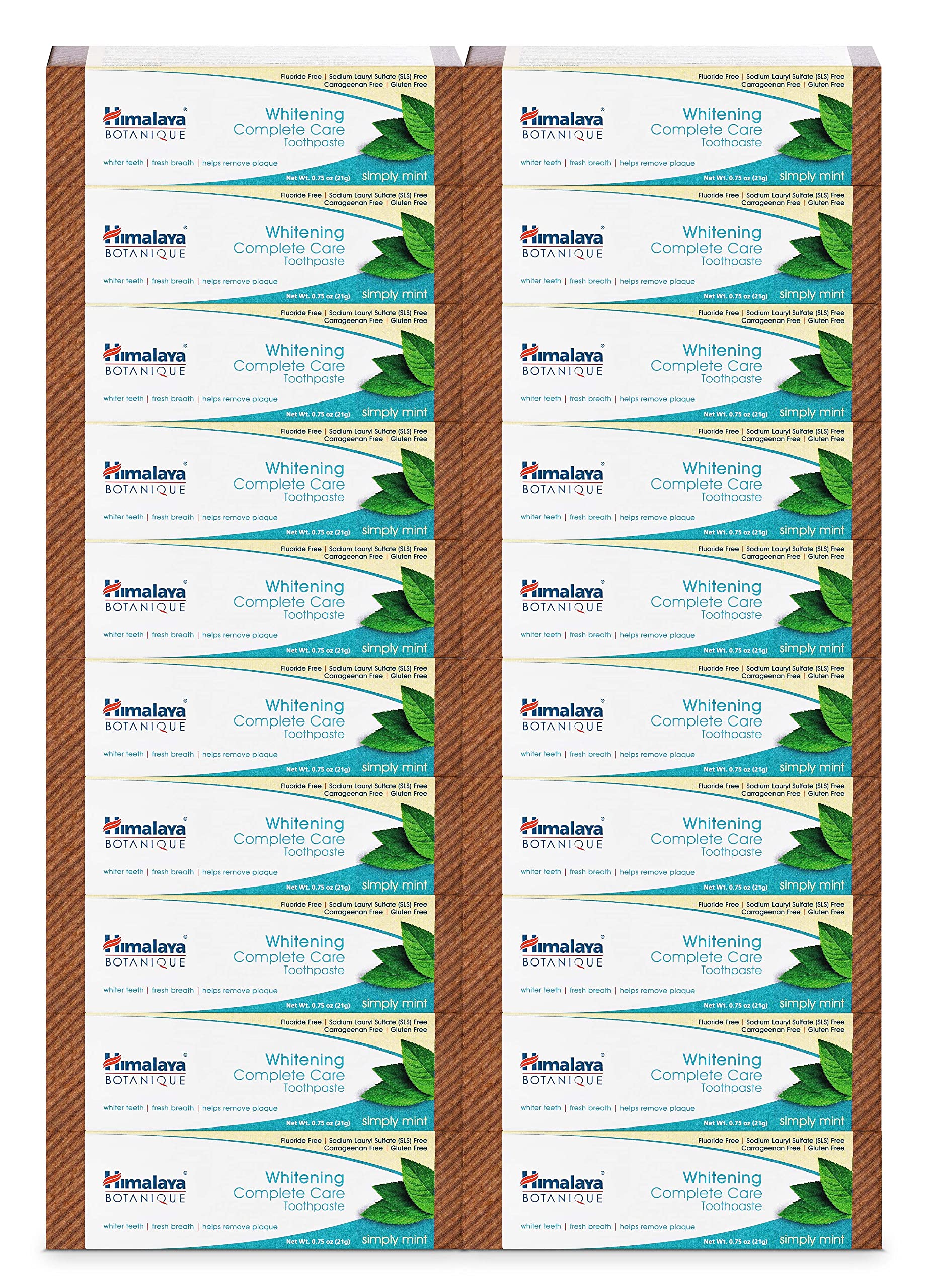 Himalaya Botanique Whitening Complete Care Toothpaste 20-pack travel size tube