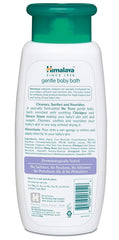 Product label showing Himalaya Gentle Baby Bath free-from claims
