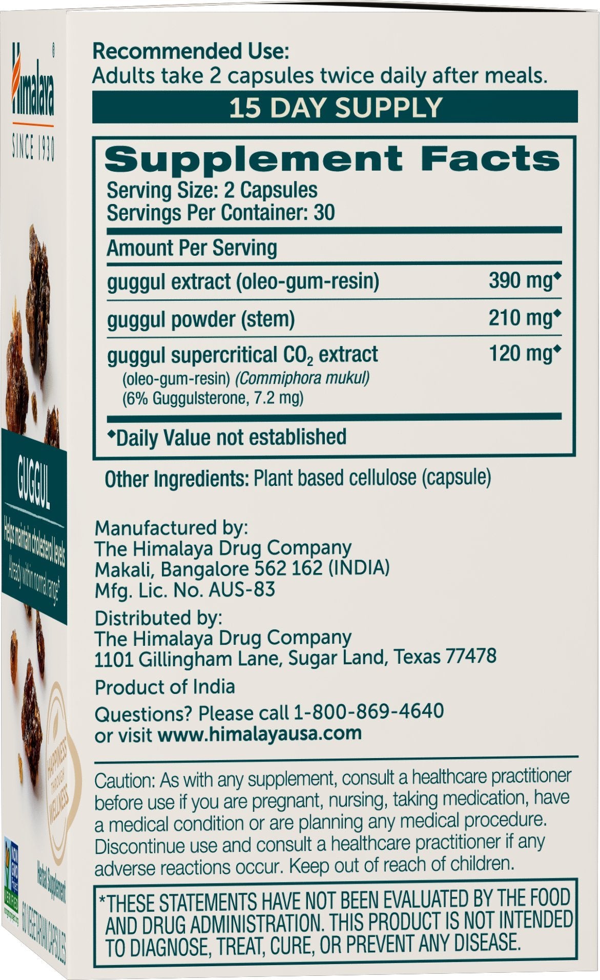 Close-up of Himalaya Guggul capsules