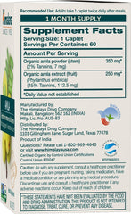 Close-up of Himalaya Organic Amla caplets showing 600 mg potency