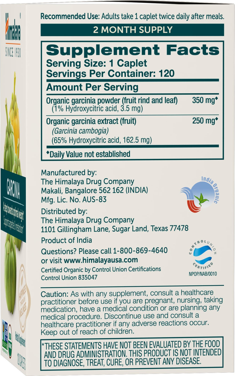 Organic Garcinia Cambogia fruit rind and leaf powder