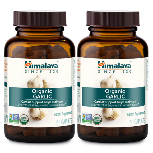 Bottle label of Himalaya Organic Garlic 1,400 mg
