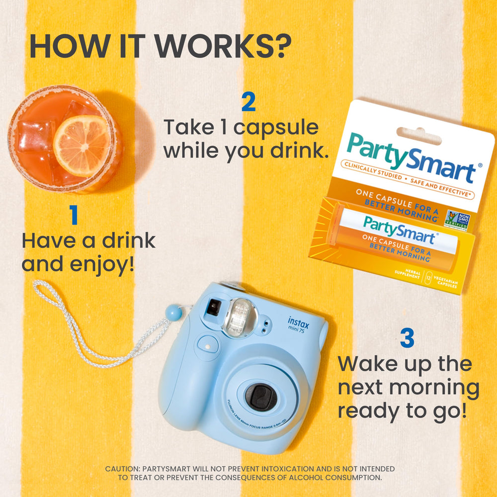 Himalaya PartySmart in hand, easy to carry during a night out.