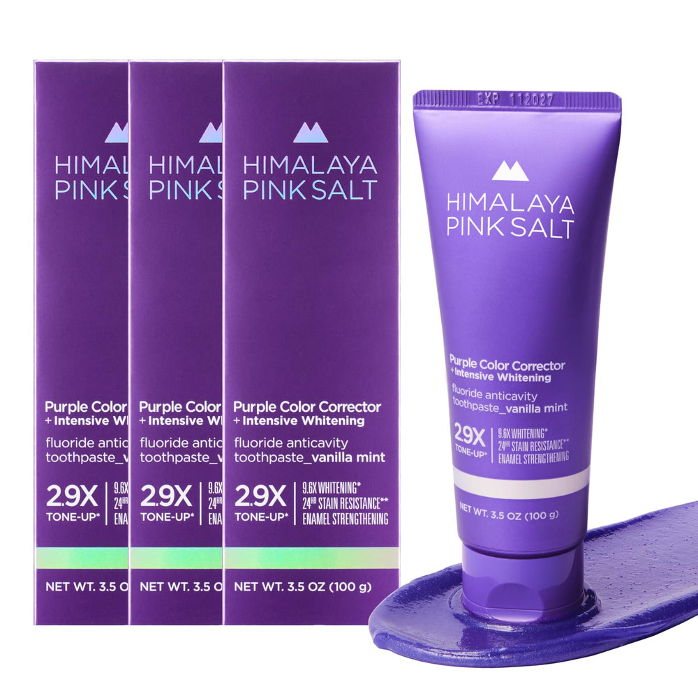 HIMALAYA PINKSALT Purple Whitening Toothpaste Vanilla Mint packaging 3 x 3.5 oz (set of 3)